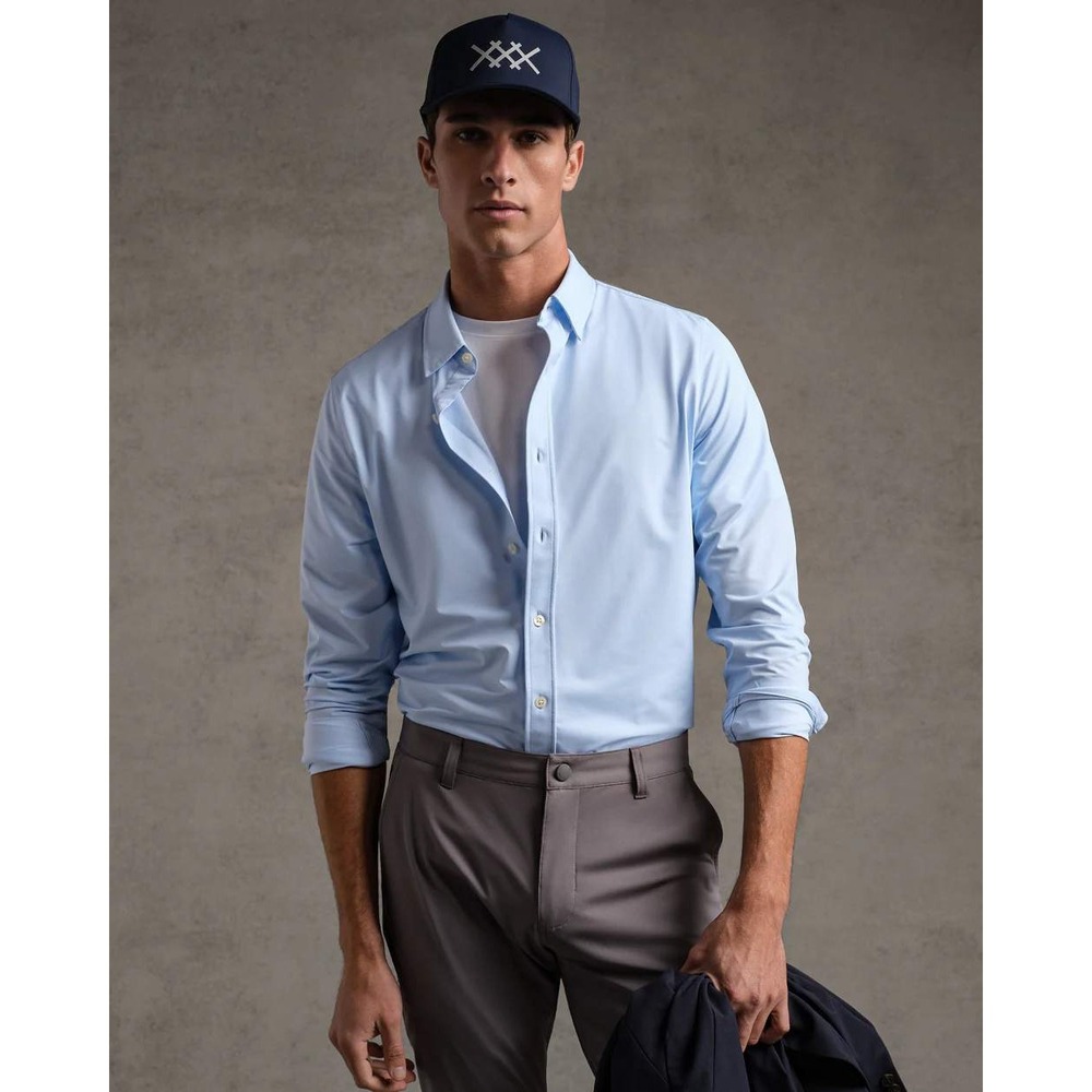 Rhone Commuter Shirt Mens XXL Slim Fit Light Blue Italian Fabric Button Down